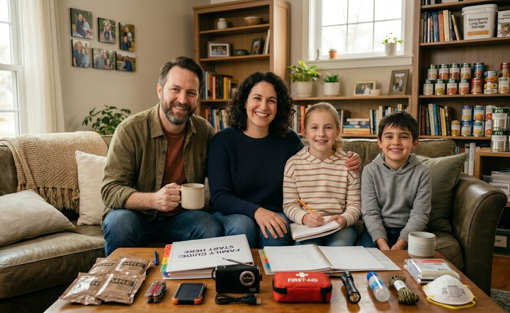 Family Bug Out Bag Guide - Parents and Kids Prepared to Evacuate Family carrying bug out bags ready to evacuate