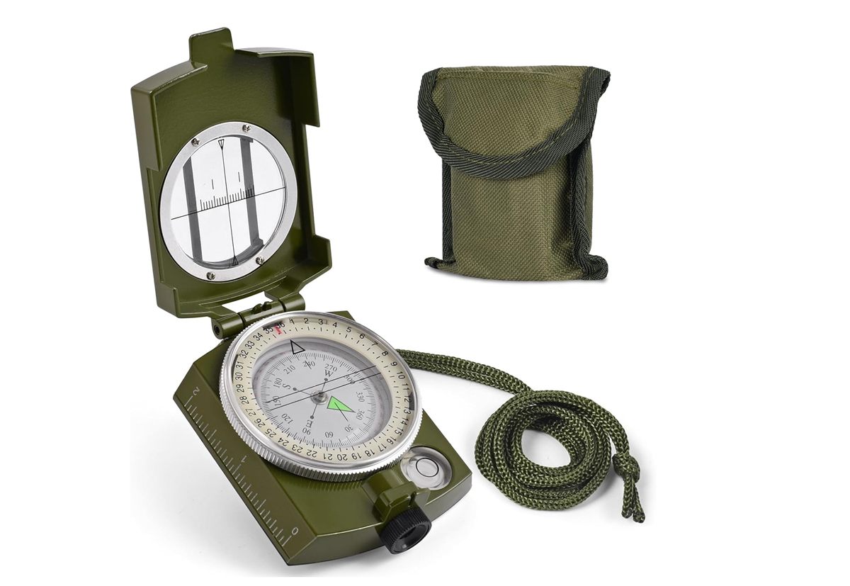 Hiking compass used for land navigation without GPS technology